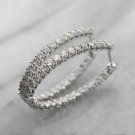 Elegant Hoop Earrings Women 925 Silver Jewelry White Sapphire Free Shipping