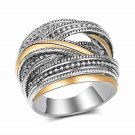 Gorgeous Two Tone 925 Silver Rings for Women Jewelry Wedding Party Ring Sz 6-10