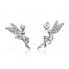 Gorgeous Elves Stud Earrings Women 925 Silver Jewelry White Sapphire A Pair