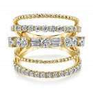 Luxury 18k Yellow Gold Plated Rings for Women jewelry White Sapphire Size 6-10