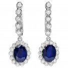Gorgeous 925 Silver Drop Earrings for Women Blue Sapphire Jewelry A Pair/set