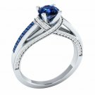 Fashion woman Round Cut 2.55ct Blue Sapphire 925 Silver  Ring Size 6-10
