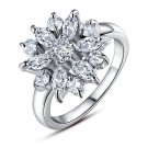Gorgeous Women's Flower Round Cut White Sapphire 925 Silver Ring Size 6-10