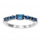 Elegant 925 Silver Wedding Rings Women Blue Sapphire Rings Gift Size 6-10