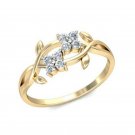 Elegant Leaf 18k Yellow Gold Plated Women Wedding Rings White Sapphire Size聽6-10