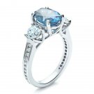 Elegant 925 Silver Wedding Rings Women Jewelry Oval Cut Aquamarine Size 6-10