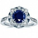 Flower Women's Wedding Rings 925 Silver Jewelry Blue Sapphire Ring Size聽6-10