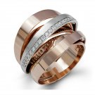 Gaorgeous Two Tone 925 Silver Rings Women White Sapphire Wedding Ring Size 6-10