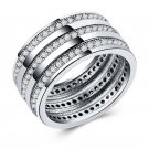 Women Luxury Jewelry 925 Silver Round Cut White Sapphire Wedding Ring Size 6-10