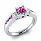Pretty Woman Princess Cut Ruby & White Sapphire 925 Silver Ring Size 6-10