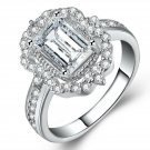 Elegant Women 925 Silver Plated Jewelry Wedding Rings White Sapphire Size 5-12