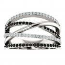 Fashion Women 925 Silver Rings Black & White Sapphire New Ring Size 6-10