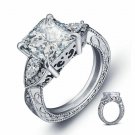Elegant Woman Square Shape 2.55ct White Sapphire 925 Silver Ring Size 6-10