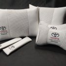 Set 6units PU Leather Breathable Cover Full Seat Logo Toyota Land Cruiser Pad Headrest Cushion