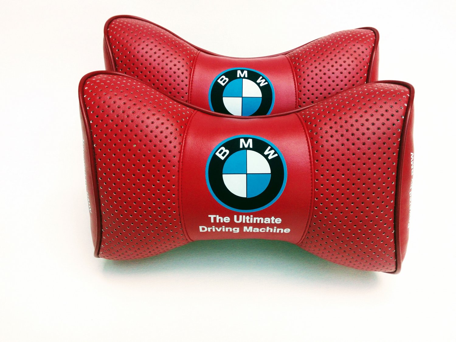 Car Rest 2units Neck Support Headrest Cushion with Logo BMW Leather