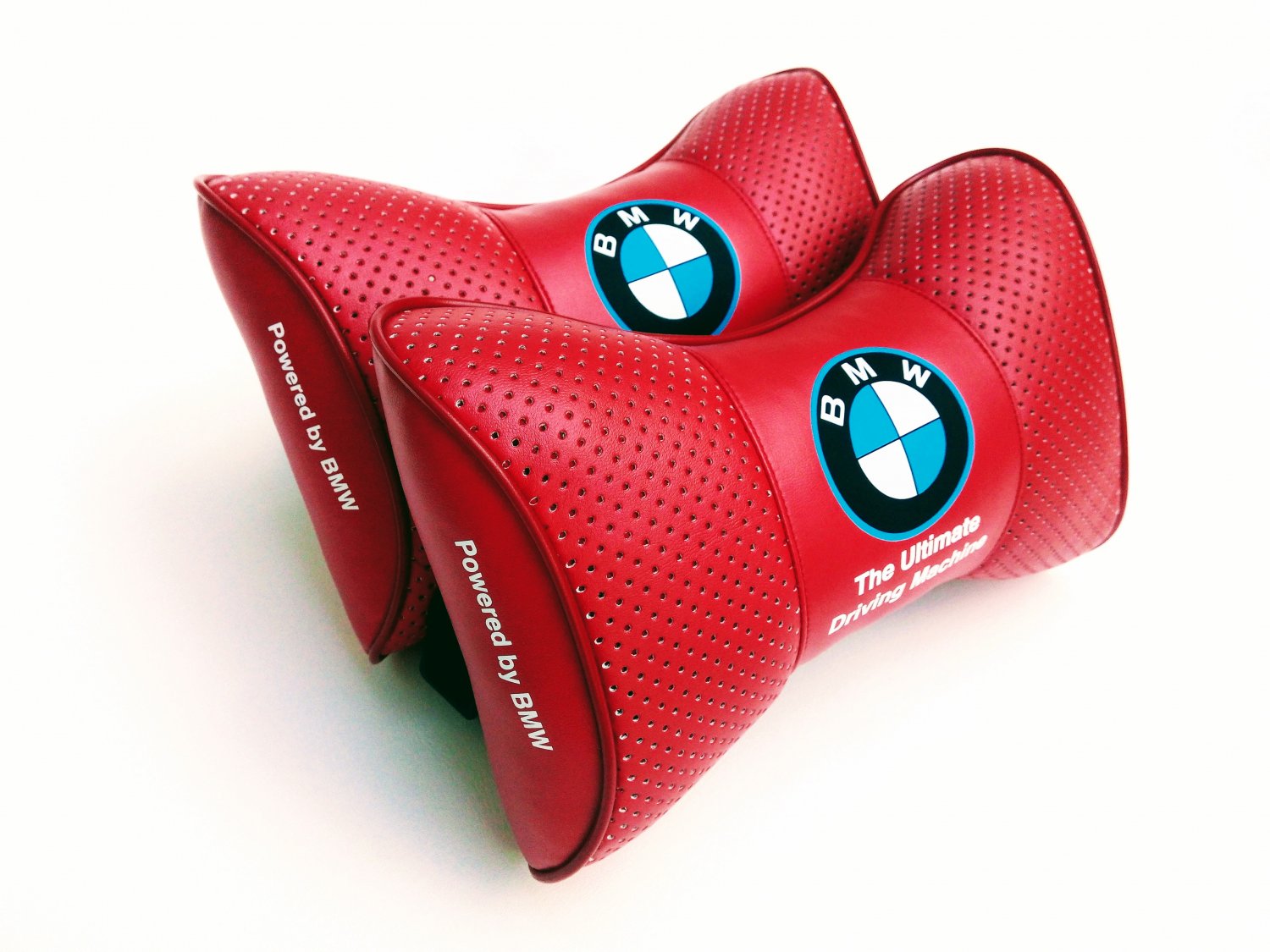 Car Rest 2units Neck Support Headrest Cushion with Logo BMW Leather