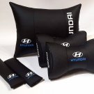 Auto Pillow Headrest Back Rest Set 5units Genuine PU Leather Car Full Cover Cushion Pad Logo Hyundai