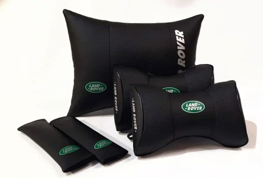 Auto Pillow Back Rest 5units Headrest Set Logo Land Rover Genuine PU Leather Car Full Cushion Pad