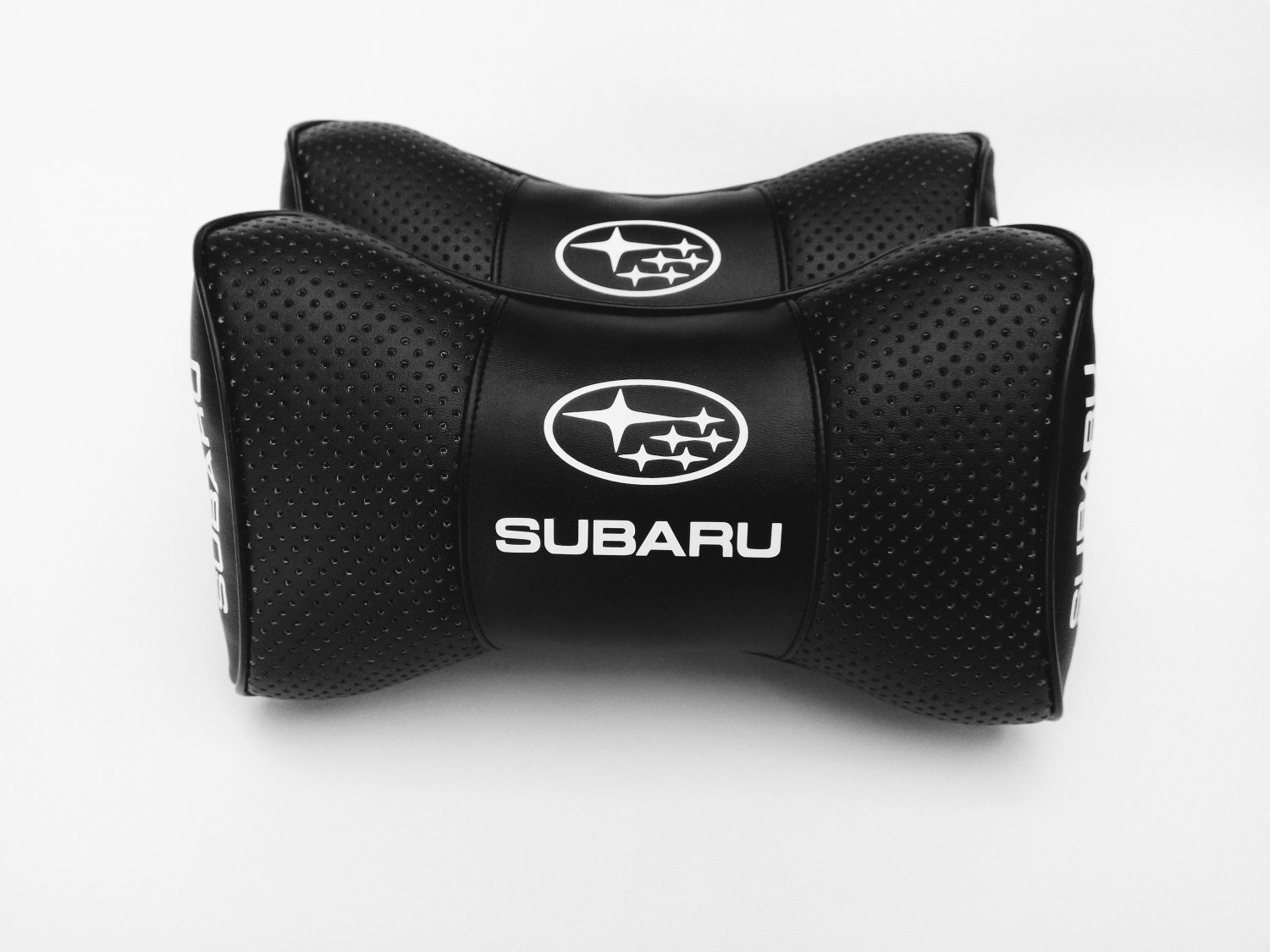 Auto Car 2pcs Headrest Pillow Cushion Logo Subaru PU Leather
