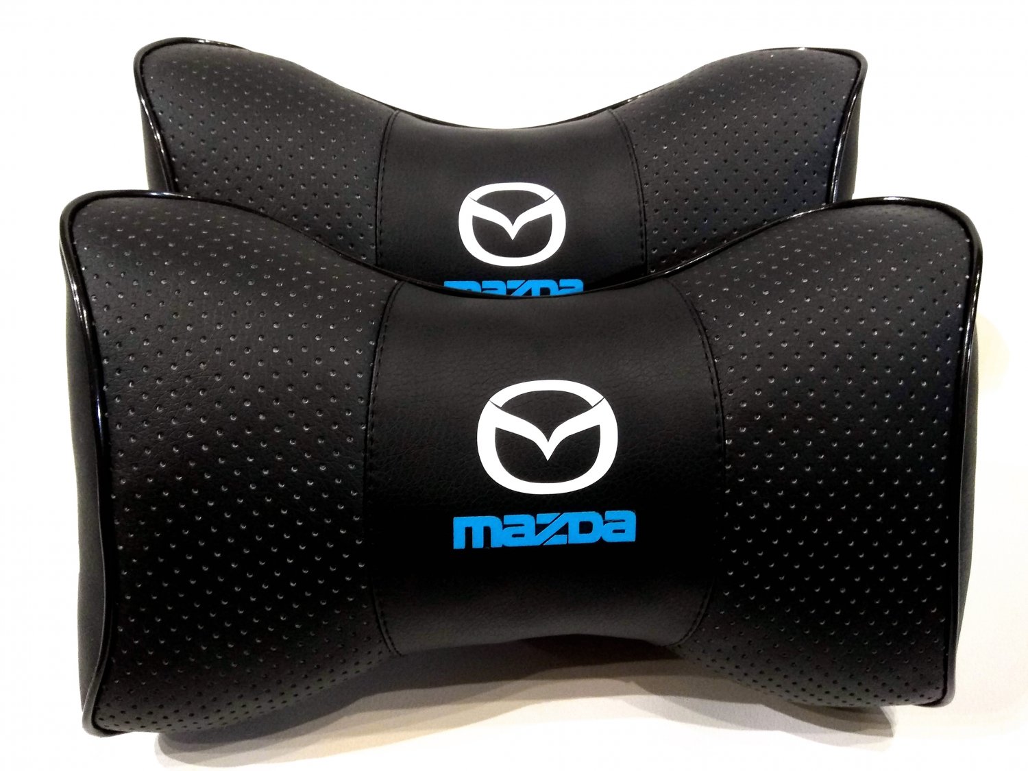 Headrest 2units Auto Pillow Cushion PU Leather Breathable Logo Mazda