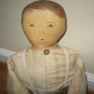 Handmade Primitive/Country Fabric Stuffed Boy Doll w/Painted Face & Fingers