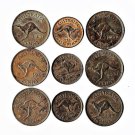 Australia, 1/2 & 1 Penny, 9 pcs. All Different (9-19-21)