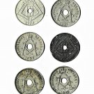 Belgium 1910-1946 25 Centimes, Dutch Version, 6 All Different (8-30-21)