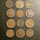 Germany Empire 1800s, 1 & 2 Pfennig, 12 all different pcs,