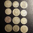 Germany Empire 1800s, 5 & 10 Pfennig, 12 all different pcs,