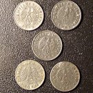 Germany Nazi Third Reich 1940D-1944D, 1 Reichspfennig, 5 all different pcs,