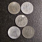 Germany Nazi Third Reich 1942 5 Different Mints 1 Reichspfennig,5 pcs,