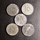 Germany Nazi Third Reich Berlin Mint 1940-44 Berlin Mint 10 Reichspfennig,5 pcs,