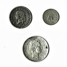 Columbia 3 pcs. 1886 5C, 1881 2 1/2C, 1945B 0.5000 Silver 20C  (12-10-21)
