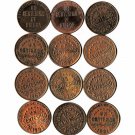 Panama 1 Centesimo, 1953-2001, 12 pcs., 9 diff. (12-23-21)