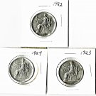 Italy 1 Lira, 1922, 1923 1924, 3 diff. pcs. (12-29-21)