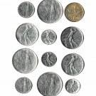 Italy Lires Nude Vulcan, Minerva, Oak Branch, 1950s, '70s, '90s 12 diff. pcs. (12-29-21)