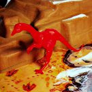 MPC (1962 mold*) Struthiomimus, Red. Dinosaur RECAST