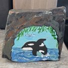 hand painted rock Orca whale sea cave