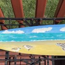 hand painted palm frond beach sea turtle mixed media art