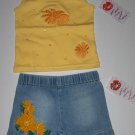 sale New Lipstik Sunflower tank jean short set toddler 2T girls