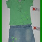 sale New Lipstik Green Beaded heart top jean skort toddler girls 2T