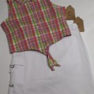 New K.C. Parker by Hartstrings girls plaid tie blouse and white cargo skirt set size 14