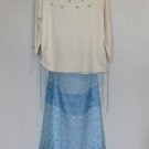 New K.C. Parker by Hartstrings Cream floral pullover sweater blue floral skirt set girls size 14
