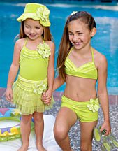 New Kate Mack Lime Green ruffle cover-up size girls S