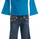 sale Lipstik Long Sleeve turquoise blue tee and jeans set girls size 10