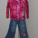 sale Lipstik tie dye long sleeve fuschia tee and matching jeans set size 3T