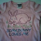 Pink Somebunny Loves Me Tee by SpecialTee Designs girls size M 10