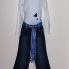 sale Lipstik Long sleeve white heart tee and jeans with fringe belt girls size 7