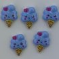 Kawaii Blue Ice Cream Cone Flatback Cabochon set of 5
