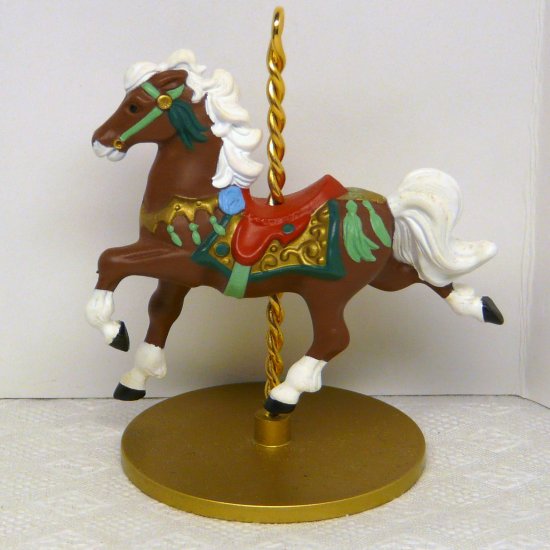 Hallmark Christmas Carousel Stand and Four Horses 1989